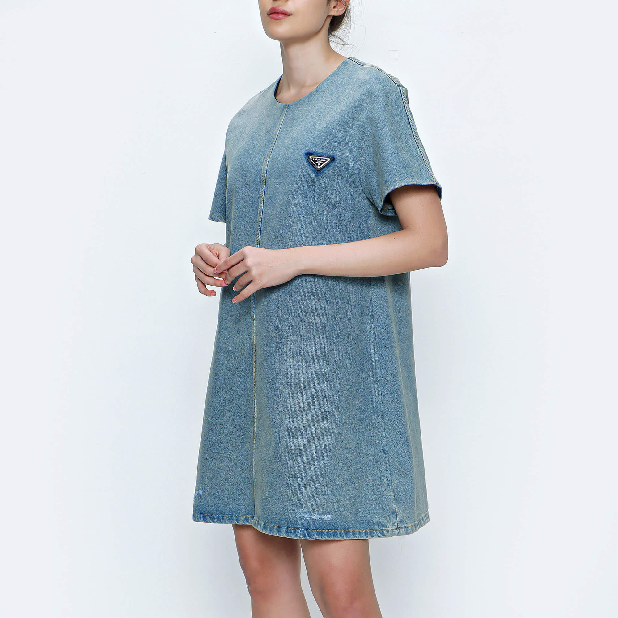 Prada - Blue Organic Denim Mini Dress 